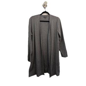 Talbots Mid Length Cotton Blend Gray Ribbed Cardigan Size Petite Large